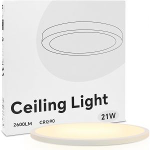 Liux-Plafonnier Led 30x30cm 21w 2600lm 3000k-Luminaire De Salle De Bain Ultra-Plat Avec 17 Mm D'épaisseur-Plafonnier Blanc Moderne Pour Salle De Bain/Cuchine/Couloir/Balcon/Chambre À Coucher - Neuf