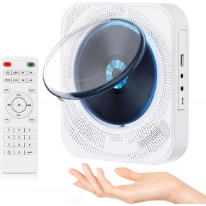 Lecteur Cd Bluetooth, Lecteur Cd Portable Fixé Au Mur, Amplificateur Audio Pour La Maison Avec Télécommande¿Hauts-Parleurs Hi-Fi Avec Prise Aux Pour Casque, Lecture Mp3 Usb, Radio Fm - Neuf