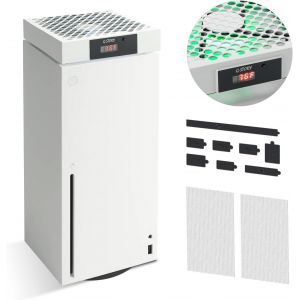 Ventilateur pour Xbox Series X,ventilateur de refroidissement avec vitesse automatique r&eacute;glable par temp&eacute;rature,affichage LED,3 vitesses 1500/1750/2000RPM (140MM)(Blanc) - Neuf