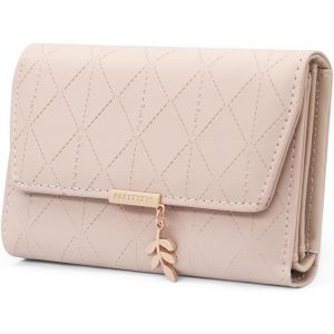 CAUC-Portefeuille Femme en Cuir PU Moyen Porte Monnaie Slots de Carte, Porte Feuilles pour Femme Court avec Porte-Monnaie Zipp&eacute; et Portefeuilles Pochette Femme(M-Rose) - Neuf