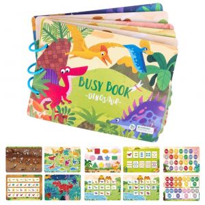 Livre d'activites sur le theme des dinosaures et des animaux, activites educatives prescolaires, jouets sensoriels pour l'autisme, cadeaux pour enfants, garcons et filles - Neuf