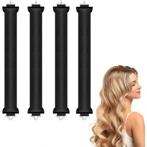 Kal-Bigoudis Sans Chaleur [4 Pièces], Boudin Cheveux Bigoudis Sans Chaleur, Bigoudis Pour La Nuit, Bigoudis Cheveux Pour Tous Les Types De Cheveux [Noir] - Neuf