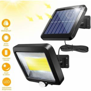 Lampe Solaire Extérieur, Lumière Solaire, Avec Telecommande, Détecteur De Mouvement Étanche, 100 Led Lampe Solaire Extérieur Puissante Étanche Ipx65 Pour Garage, Portail, Jardin - Neuf