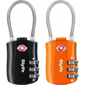 nzqaf-2 PCS Serrures à Bagages TSA, Cadenas de sécurité à 3 Chiffres, Cadenas à Combinaison, Code de Verrouillage pour Les valises de Voyage Valise Sac de Bagages - Noir, Orange - Neuf