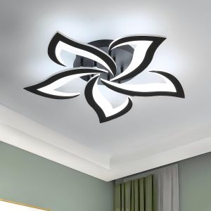 Plafonnier Led, 60W 7200Lm Luminaire Plafonnier Led Design &Eacute;l&eacute;gance 5 T&ecirc;tes, Noir Lampe De Plafond Pour Salon Chambre Cuisine Restaurant, Blanc Froid 6500K - Neuf