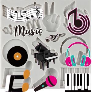 AYUHR-Moules en silicone pour fondant sur le thème de la musique, notes de musique piano, tapis en dentelle pour décoration de gâteau, décoration de cupcakes, bonbons, argile polymère pâte à gomme - Neuf