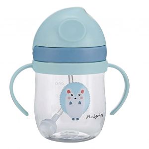 Gobelet A Paille Pour Bebe 250 Ml, Anti-Fuite, Sur, Inodore, En Plastique, Resistant A La Decoloration, Pour La Maison Et Les Voyages, Bleu - Neuf