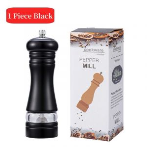 Moulin à poivre en bois massif,fenêtre transparente visible,poivre noir,bouteille de broyage de sel de mer,peinture de cuisson en PU,6" - Type 1 Pcs 6Inch Black - Neuf