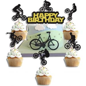 26 Pièces Gâteau Topper De Vélo Cake Topper De Vélo Décoration De Gâteau De Vélo De Paillettes Décoration De Gâteau Bicyclettes Sport Pour Fourniture Fête D'anniversaire À Thème Vélo - Neuf