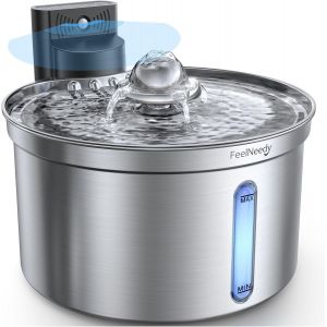 Fontaine A Eau Chat Sans Fil [Fn-W19] Fontaine &Agrave; Eau Pour Chats Inox Avec D&eacute;tecteur De Mouvement-3,5l, S&eacute;paration De La Pile, Batterie Rechargeable 4000mah, 3 Modes, 1 Filtre Charbon Actif - Neuf