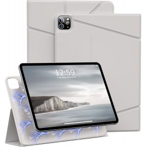 Coque Magn&eacute;tique Pour Ipad Pro 12,9 Pouces 2022/2021/2020/2018 (6&egrave;me/5&egrave;me/4&egrave;me/3&egrave;me G&eacute;n&eacute;ration), La Charge De Pencil 2e G&eacute;n&eacute;ration, Housse &Eacute;tui R&eacute;veil/Veille Automatique-Gris - Neuf