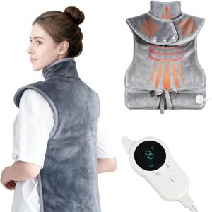 Coussin Chauffant Dos Epaule et Nuque, Coussin Chauffant Electrique, Couverture Chauffante Flanelle 60&times;90cm, 9 Niveaux de Temp&eacute;rature + 4 R&eacute;Glages de Minuterie + T&eacute;l&eacute;commande - Neuf