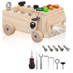 Busy Board Montessori Jouet Planche Enfant Montessori Avec Boutons Led Lumineux Et Interrupteurs Planche &Agrave; Vis En Bois Montessori Jouet En Bois Montessori Pour Gar&ccedil;on Fille 3 4 5 6 Ans - Neuf