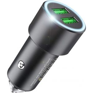 AYU-Chargeur de Voiture Quick Charge 3.0 Adaptateur Allume-Cigare à Double Port USB (Input: DC 12-24V / Output: DC 5V=2.4A) Compatible avec iPhone, Samsung, Xiaomi, Huawei, Oppo, etc. (Noir) - Neuf