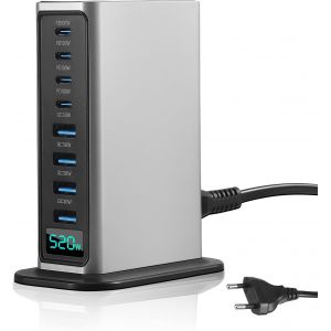 Chargeur Usb C - 520 W - 8 Ports - Chargeur Rapide Avec 4 Usb-C Et 4 Usb-A - Station De Charge Rapide Compatible Avec Iphone,Ipad,Samsung,Pixel,Ordinateur Portable - Neuf