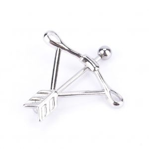Piercing Creatif En Argent Avec Noud Et Fleche, Bijou De Corps, Barre De Teton, Shield - Neuf
