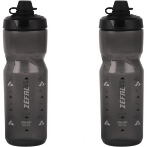 Pack Sense Soft 80 No-Mud-Lot De Deux Bidons Velo Et Vtt-Gourde Sport Souple Et Inodore-Bidon Eau Sans Bpa-Tetine Silicone-Noir Fumé,2 X 800 Ml - Neuf