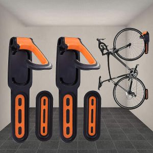 Porte-vélos, support mural pour vélos avec revêtement en caoutchouc, pour 2 vélos, supports muraux pour vélos intérieurs et extérieurs - Neuf