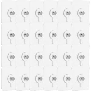TIANYI-Lot de 24 Adh&eacute;sif Accroche Tableau Sans Percer,Fixation Murale Transparent Accroche Cadre,Attache Cadre Adh&eacute;sif Crochets pour Accroche Cadres Photo,Horloges,D&eacute;coratives - Neuf