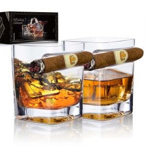 Set De 2 Crystal Premium Cigare Whisky De Verres À Eau-De-Vie De Cocktail 9,5 Oz - Neuf