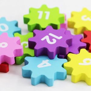 Enfant En Bois Engrenage Bloc Multicolore Horloge Num&eacute;rique Puzzle Jouet D'&eacute;ducation Pr&eacute;coce - Neuf