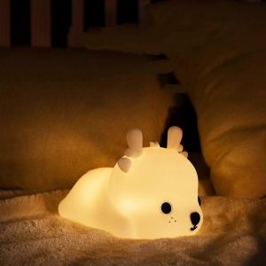 Veilleuse Pour Les Enfants, Veilleuses De Chambre D'enfant Cerf Avec Batterie, Lampe De Table 7 Couleurs, D&eacute;cor De Chambre, Type-C Rechargeable, Mignon Led Multicolore Cadeaux-En Stock - Neuf