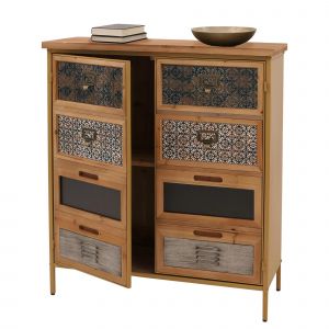 Commode de pharmacien HWC-O79, armoire haute avec compartiments de rangement, look vintage shabby 94x80x35cm, bleu - Neuf