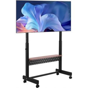 MEVRONISSHOP-Support TV &agrave; roulettes, pour t&eacute;l&eacute;viseur/LED/LCD/OLED de 1397 &agrave; 2540 mm, Chariot TV Portable, Hauteur r&eacute;glable avec Plateau, jusqu'&agrave; 92,99 kg, Max. VESA 800 x 600 mm, pour Salon Bureau ex - Neuf