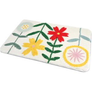 KAL-Tapis De Bain Antidérapant En Microfibre Antiderapant, 40X60Cm Tapis De Salle De Bain De Douche Absorbant, Lavable En Machine(Fleur) - Neuf