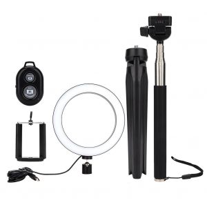 Anneau lumineux LED de 20 cm a intensite variable avec support pour video et maquillage en direct - Neuf