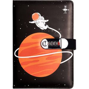 Eryi-Journal En Cuir Pu Écriture Carnet(Univers Planète), A5 Journal Intime Enfant, Cahier Journal Bloc-Notese Pour Bureau Scolaires Étudiant Papeterie Cadeau D'anniversaire, 210x145mm - Neuf