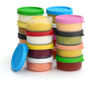 Lot De 16 Récipients À Condiments Avec Couvercles-37 Ml-Récipient À Vinaigrette Pour Salade-Petits Récipients De Stockage Des Aliments Avec Couvercles-Gobelets À Sauce Anti-Fuite S - Neuf
