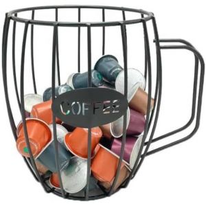 Coffee Porte Capsule Café,Métal Support De Dosettes De Café,À Capsules De Café,Panier De Rangement De Café Pour Comptoir De Cuisine,Bar À Café,Organisateur De Station De Café (Noir) - Neuf