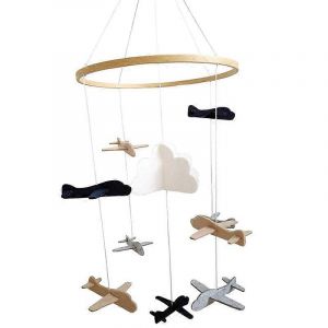 Lit De Bébé Mobile Airplanes & Cloud Nursery Décoration Gris Blanc,Pour - Neuf