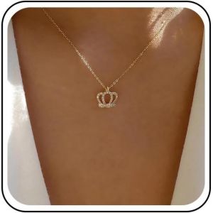 Kal-Collier Boho Couronne Cristal Choker Collier Chaîne Couronne Or Collier Pendentif Couronne Cz Collier Couronne Strass Bijoux Pour Femmes - Neuf
