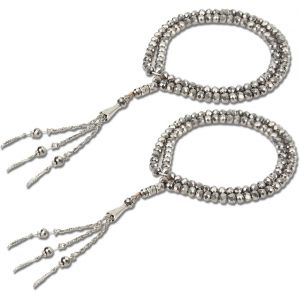 Kal-Chapelet De Prière Musulman, 2 Pièces, 99 Perles, Chapelet Islamique Dhikr, Bijoux De Cérémonie Misbaha, Unisexe Pour Le Culte, La Prière, Cadeau Du Ramadan(Argent) - Neuf