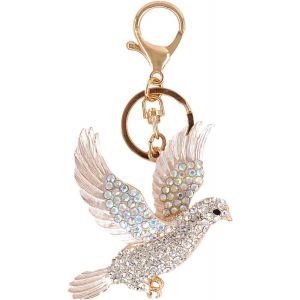 Kal-Joli Porte-Cl&eacute;s Colombe En Strass, Pendentif Animal &Eacute;tincelant, Convient Pour Hommes, Femmes Et Enfants - Neuf