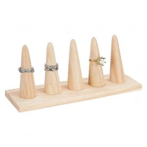 En Bois C&ocirc;ne Anneau De Pr&eacute;sentoir Pour Bijoux, Expositions, C&ocirc;ne De Conception De Support De La Bague Pour Les Femmes, De 7,87 X 2,36 X 3,19 Pouces - Neuf