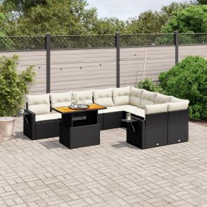 Prolenta Premium - Salon De Jardin 10 Pcs Avec Coussins Noir R&eacute;sine Tress&eacute;e - Neuf