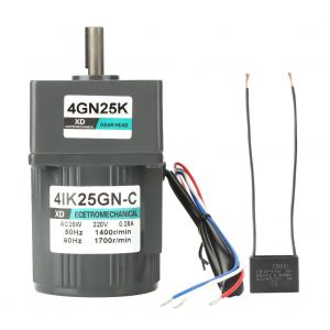 Moteur a engrenages monophase 4IK25GN-C 220 V CA 25 W, faible vitesse constante, sens horaire/antihoraire, avec condensateur (25 kV) - Neuf
