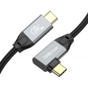 AYU-USB C vers USB C C câble 240W 90 degrés Angle 20Gbps Transfert de données 4K@60Hz Transfert vidéo USB-C Angle câble de Charge Rapide PD 3.1 pour MacBook, Samsung Galaxy S22/21/20 - Neuf