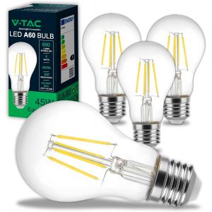4x Ampoules Led Filament E27-A60-6w (Équivalent 45w)-600 Lumen-Ampoule Led Verre-Efficacité Maximale Et Économie D'énergie-3000k Blanc Chaud - Neuf