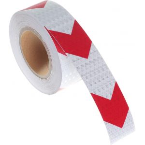 Ruban D'avertissement Réfléchissant 10 M X 5 Cm, Ruban De Sécurité Réfléchissant Pour L'orientation Des Flèches, Panneau D'avertissement, Haute Visibilité, Haute Intensité, Flèche Rouge Et Blanche - Neuf