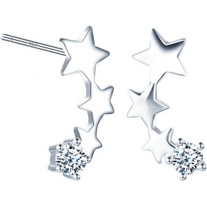 Kal-Boucles D'oreilles Étoiles Pour Femme - En Argent 925 Hypoallergénique - Petites Étoiles - Bijoux Pour Femmes Et Filles - Pour Cartilage Conque, Argent Sterling Zircone Cubique, Zircone - Neuf