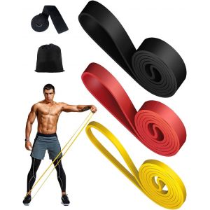 &Eacute;lastique Musculation - Ensemble De 3 Bandes De R&eacute;sistance Avec Ancrage De Porte Pour Entra&icirc;nement Pilates, Yoga, Stretching, R&eacute;&eacute;ducation Physique Et &Eacute;lastique Musculation Traction - Neuf