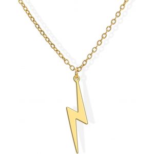 Kales-Collier Avec Pendentif G&eacute;om&eacute;trique Minimaliste Zig Zag Flash &Eacute;clair Unisexe Bijou Cadeau Inspirant - Neuf