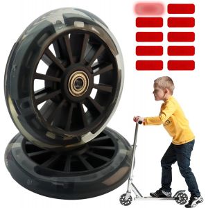 2 Pack 120mm Replacement Flashing Wheels With 10 Warning Stickers, Quiet And Wear Resistant For Most Scooters And Scooters - Neuf