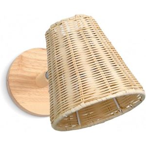 Ulteronixshop-Applique Murale En Bambou Lampe Tress&eacute;e &Agrave; La Main Abat-Jour E27 Applique Murale En Rotin Vintage Bois Lampe De Mur Rotative Int&eacute;rieur Luminaire D&eacute;co Pour Salon, Chambre, Caf&eacute; - Neuf