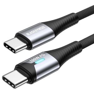 THEF-Câble USB C vers USB C, 2M 100W PD 20V/5A Cable Type C Charge Rapide Nylon Tressé Chargeur Type C pour iPhone 15 Pro Max, MacBook Pro, Pad Air, Samsung Galaxy S24 S23, Huawei, Pixel 7 - Neuf