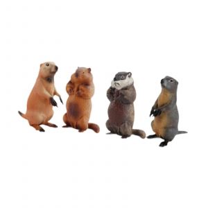Lot de 4 mini figurines marmottes, jouets éducatifs pour enfants, cadeaux de fête - Neuf